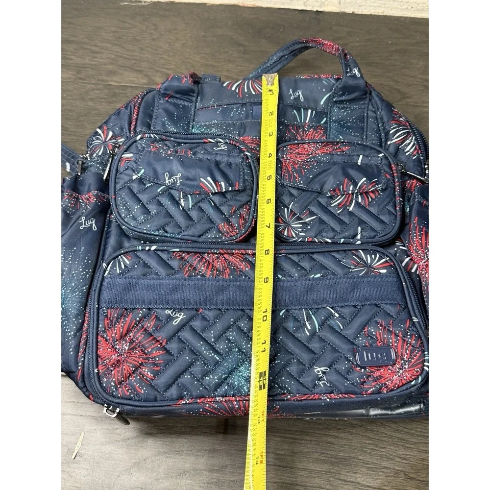 Lug Mini Puddle Jumper Backpack Navy Blue Fireworks Double Handle Purse Bag
